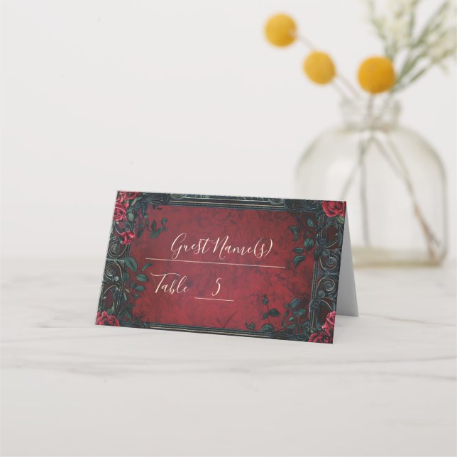 Tarjeta De Asiento Boda de Elegancia Gótica de Victoria (Anverso)