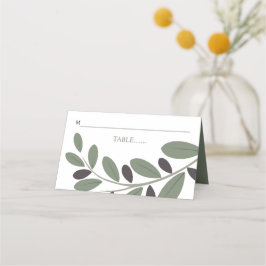 Tarjeta De Asiento Boda de encanto mediterráneo de rama de olivo con 