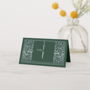 Tarjeta De Asiento Boda de espada de color verde real