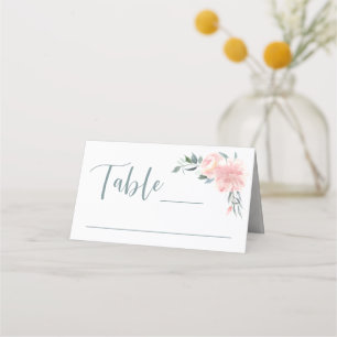 Tarjeta De Asiento Boda de esquina floral color de agua rosa y banque