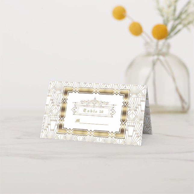 Tarjeta De Asiento Boda de estilo Art Deco Gatsby de los años 20 (Anverso)
