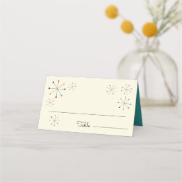 Tarjeta De Asiento Boda de estilo retro retro moderno de medio siglo