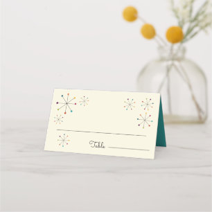 Tarjeta De Asiento Boda de estilo retro retro moderno de medio siglo