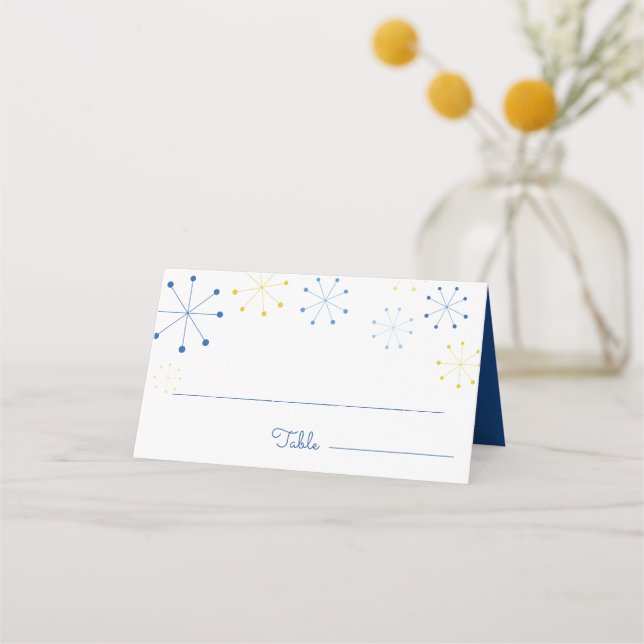 Tarjeta De Asiento Boda de estilo retro retro moderno de medio siglo (Anverso)