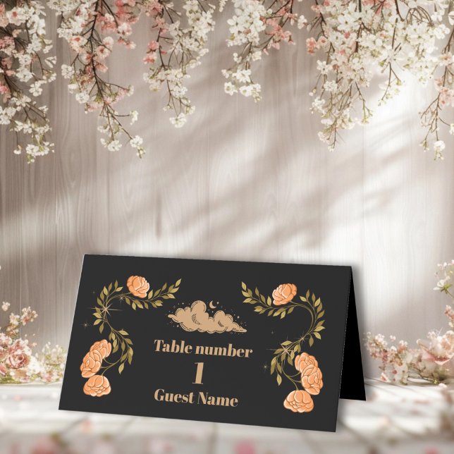 Tarjeta De Asiento Boda de estrellas negras celestes de medianoche (Subido por el creador)
