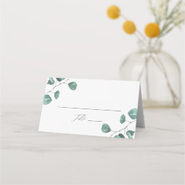 Tarjeta De Asiento Boda de eucalipto con acuarela moderna