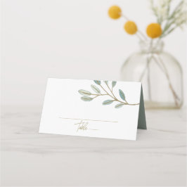 Tarjeta De Asiento Boda de eucalipto con vena de oro