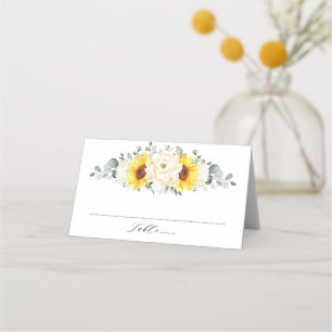 Tarjeta De Asiento Boda de Eucaliptos Florales de Marfil de Sunflower