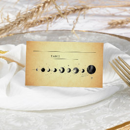 Tarjeta De Asiento Boda de Fases de la Luna Crescent Celestial Vintag