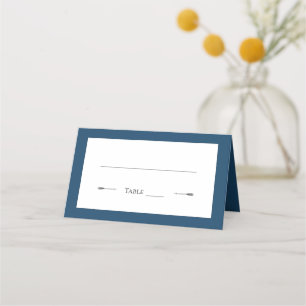 Tarjeta De Asiento Boda de flechas minimalistas   Azul de Marsella