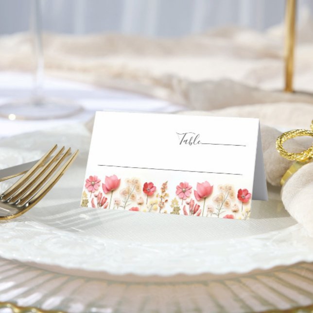 Tarjeta De Asiento Boda de Flor Silvestre Retro Pastel Rosa (Subido por el creador)