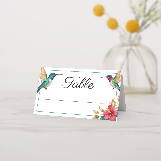 Tarjeta De Asiento Boda de Flor Tropical Rojo (Anverso)