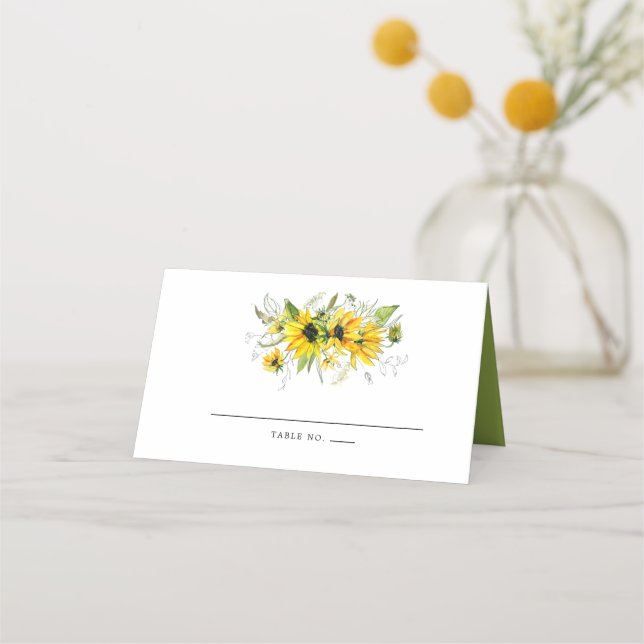 Tarjeta De Asiento Boda de floral de girasol amarillo de boho ruso (Anverso)