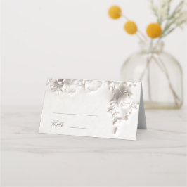 Tarjeta De Asiento Boda de flores 3D blancas