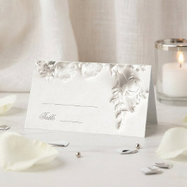 Tarjeta De Asiento Boda de flores 3D blancas