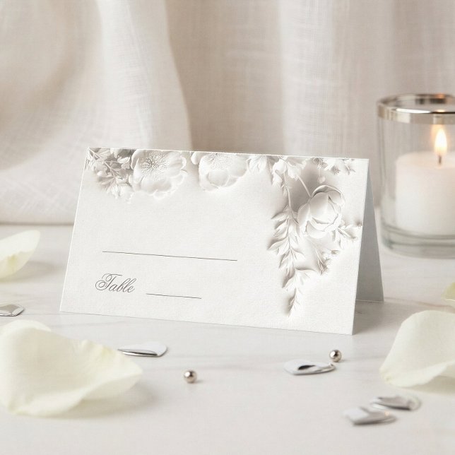 Tarjeta De Asiento Boda de flores 3D blancas (Subido por el creador)