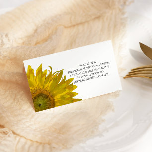 Tarjeta De Asiento Boda de flores amarillas favorece la caridad
