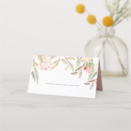 Tarjeta De Asiento Boda de Flores Australianas Rosa Monogramado de Ru