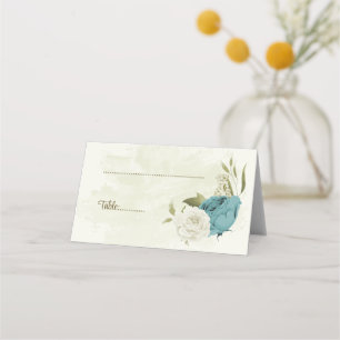 Tarjeta De Asiento boda de flores azules blancas