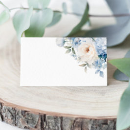 Tarjeta De Asiento Boda de flores azules y blancas