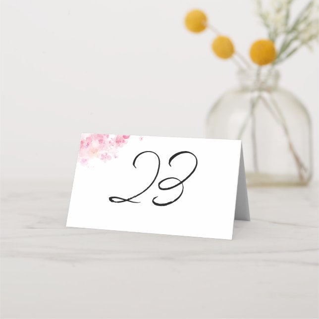 Tarjeta De Asiento Boda de flores de acuarela rosadas (Anverso)