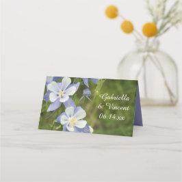Tarjeta De Asiento Boda de Flores de Columbina Azul