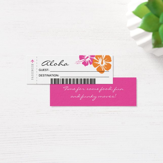 Tarjeta de asiento Boda de flores de hibiscus rosa (Escritorio)