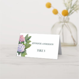 Tarjeta De Asiento Boda de flores de hidrangea blanca minimalista