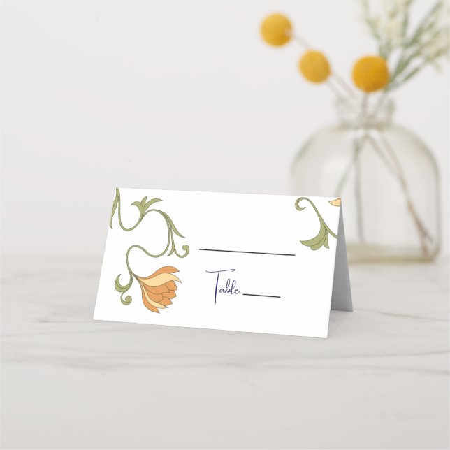 Tarjeta De Asiento Boda de flores de Nouveau (Anverso)