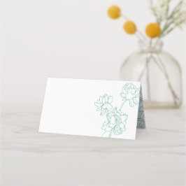 Tarjeta De Asiento Boda de flores de peones de mano verde