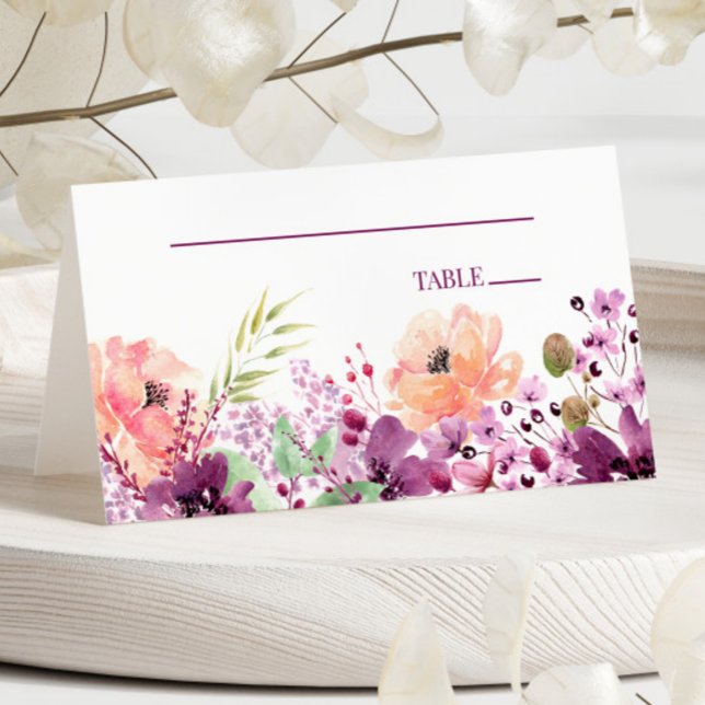 Tarjeta De Asiento Boda de Flores Florales Moradas Violeta Magenta (Subido por el creador)