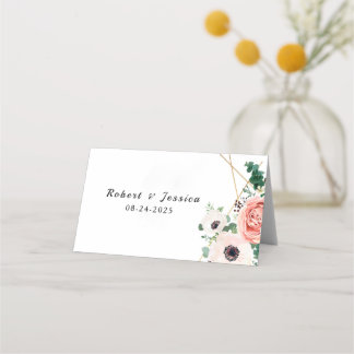Tarjeta De Asiento Boda De Flores Modernas De Flores Florales Rosa El