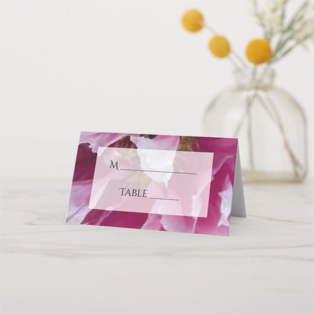 Tarjeta De Asiento Boda de flores rosadas Peony (Anverso)