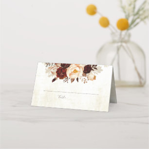 Tarjeta De Asiento Boda de Flores Rústicas de Borgoña
