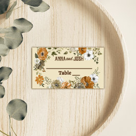 Tarjeta De Asiento Boda de Flores Rústicas Tonadas en la Tierra