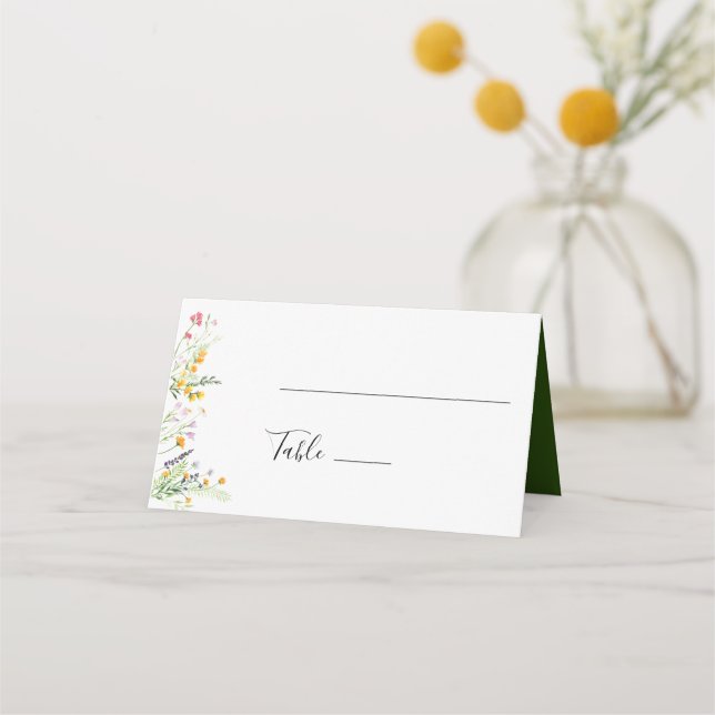 Tarjeta De Asiento Boda de flores silvestres (Anverso)