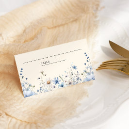 Tarjeta De Asiento Boda de flores silvestres bohemias azul polvorient