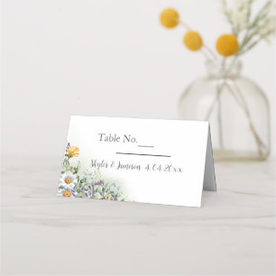 Tarjeta De Asiento Boda de flores silvestres coloridas