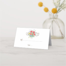 Tarjeta De Asiento Boda de Flores Silvestres de acuarela rústica