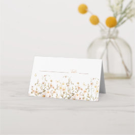 Tarjeta De Asiento Boda de flores silvestres marfil y rubor