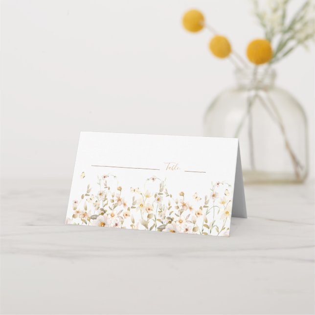 Tarjeta De Asiento Boda de flores silvestres marfil y rubor (Reverso)