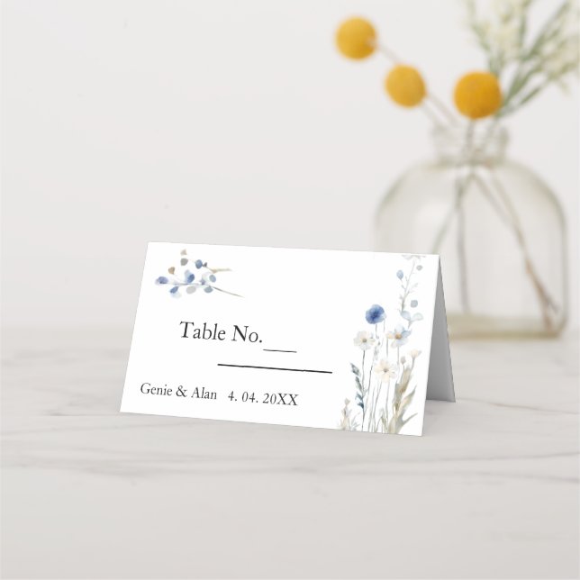 Tarjeta De Asiento Boda de flores silvestres modernas (Anverso)