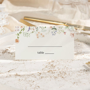 Tarjeta De Asiento Boda de flores silvestres rústicas vintage doblada