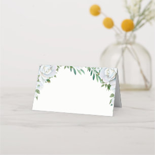 Tarjeta De Asiento Boda de follaje verde de rosas blancas