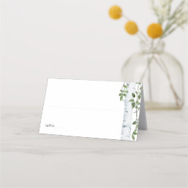 Tarjeta De Asiento Boda de follaje verde simple de abedul