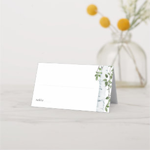 Tarjeta De Asiento Boda de follaje verde simple de abedul