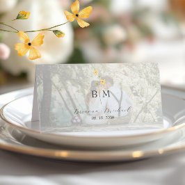 Tarjeta De Asiento Boda de foto floral de marfil