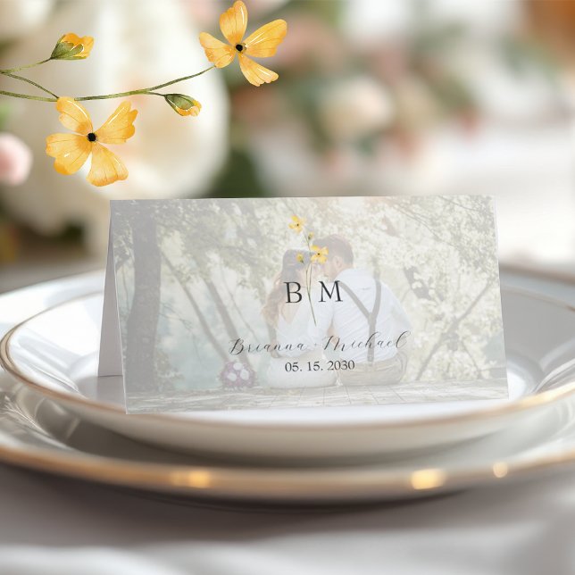 Tarjeta De Asiento Boda de foto floral de marfil (Subido por el creador)