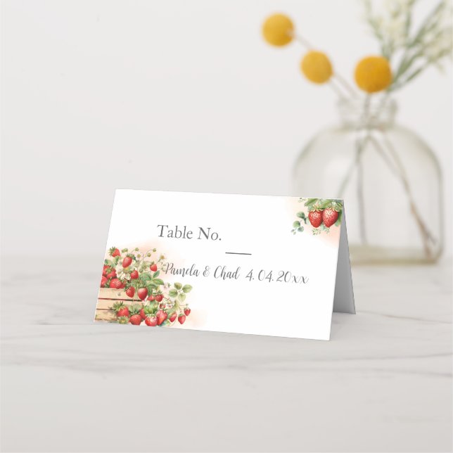 Tarjeta De Asiento Boda de fresas acuáticas (Anverso)