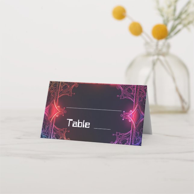 Tarjeta De Asiento Boda de Fusión Ciber-Medieval (Anverso)